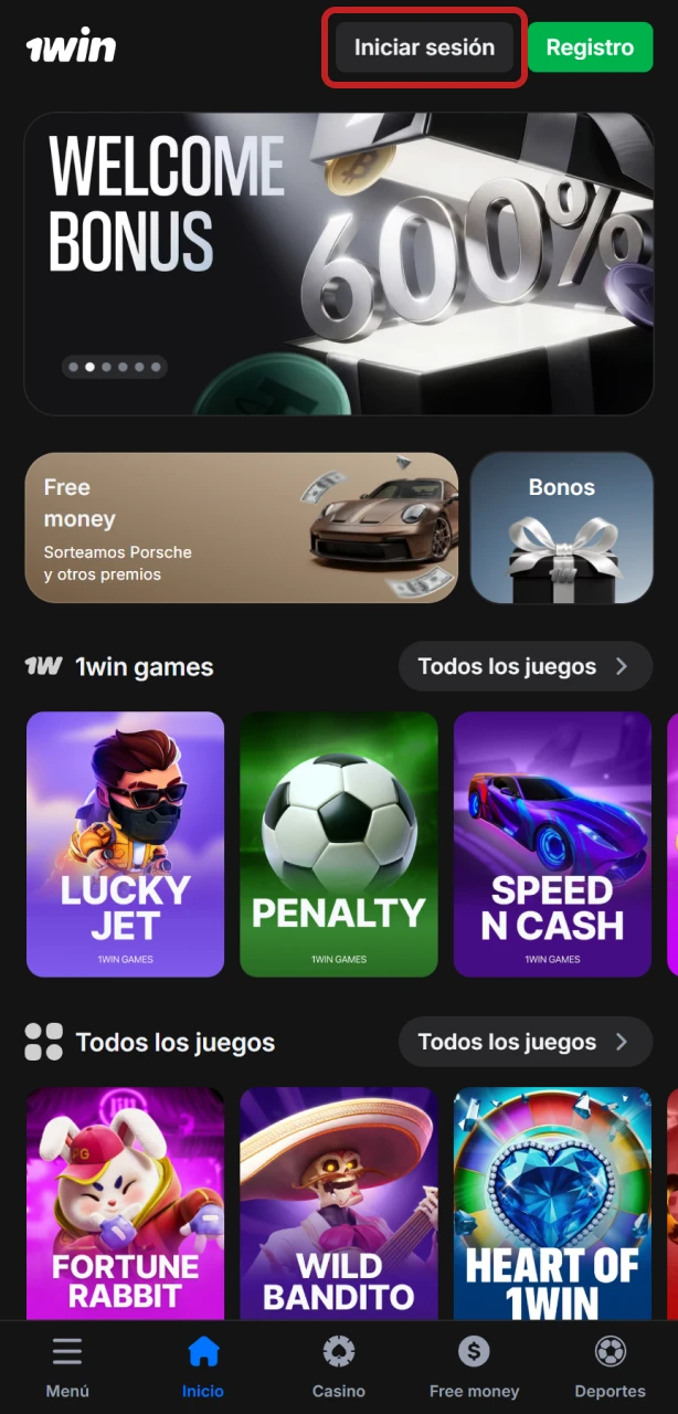 Abre la app e inicia sesión desde tu dispositivo Android en 1win hoy mismo.