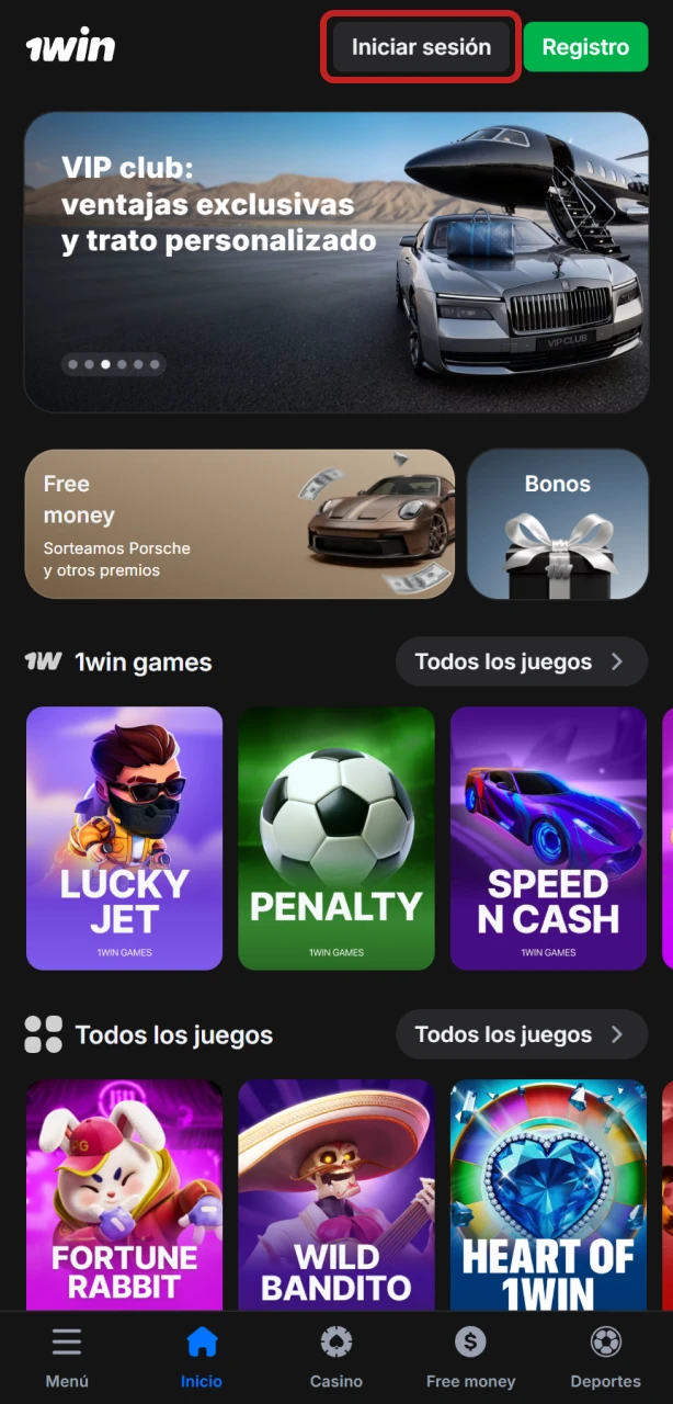 Inicia sesión en tu cuenta desde el sistema iOS en la app 1win ahora.