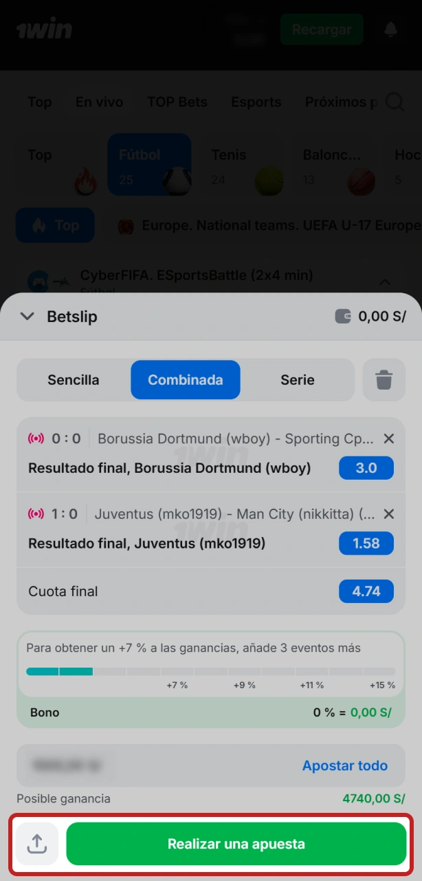 Confirma tu apuesta en 1win para asegurar tu pronóstico deportivo de inmediato.