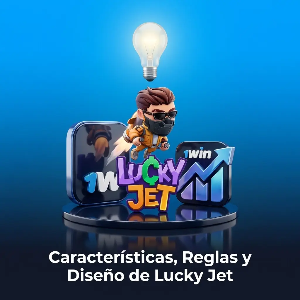 Juego Lucky Jet en 1win: personaje Lucky Joe con traje rojo volando sobre fondo nocturno azul oscuro